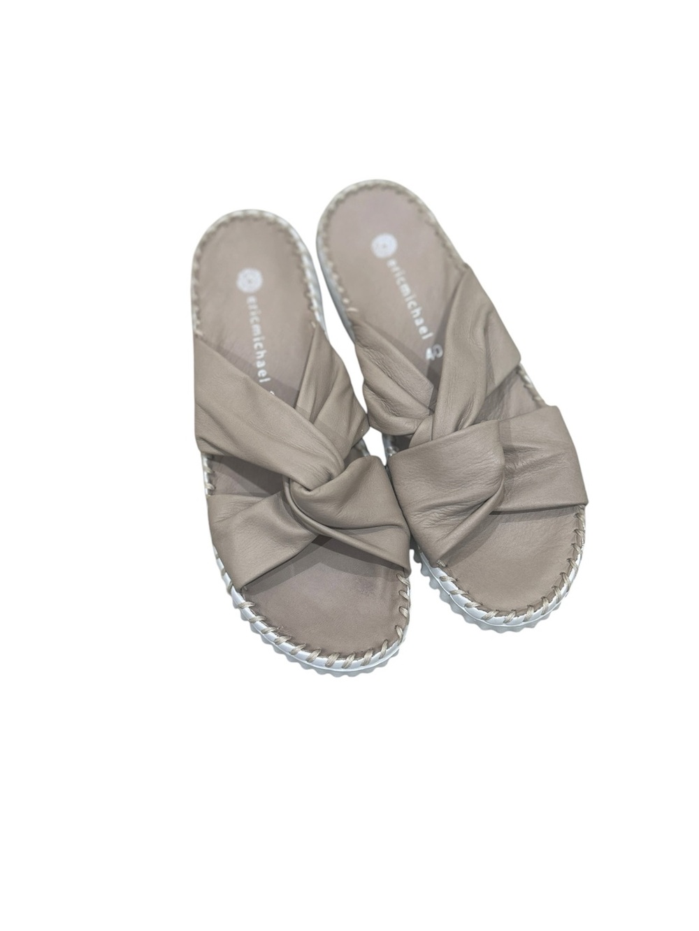 Eric Michaels leather Knotted Slide Sandals Taupe size EU 40